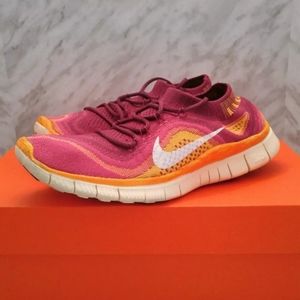 Nike Free 5.0+ Flyknit Women's Running Shoes Fireberry Pink Orange Size 8.5